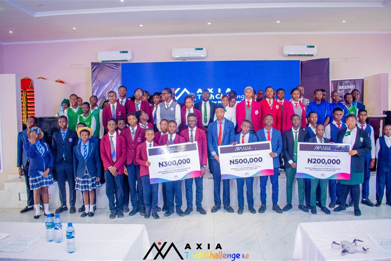 Winners receiving awards and recognition at Axia Tech Challenge